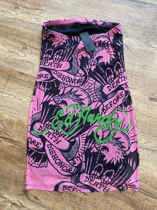 Ed Hardy Mini Strapless Mesh Dress Womens Medium - Picture 4 of 5